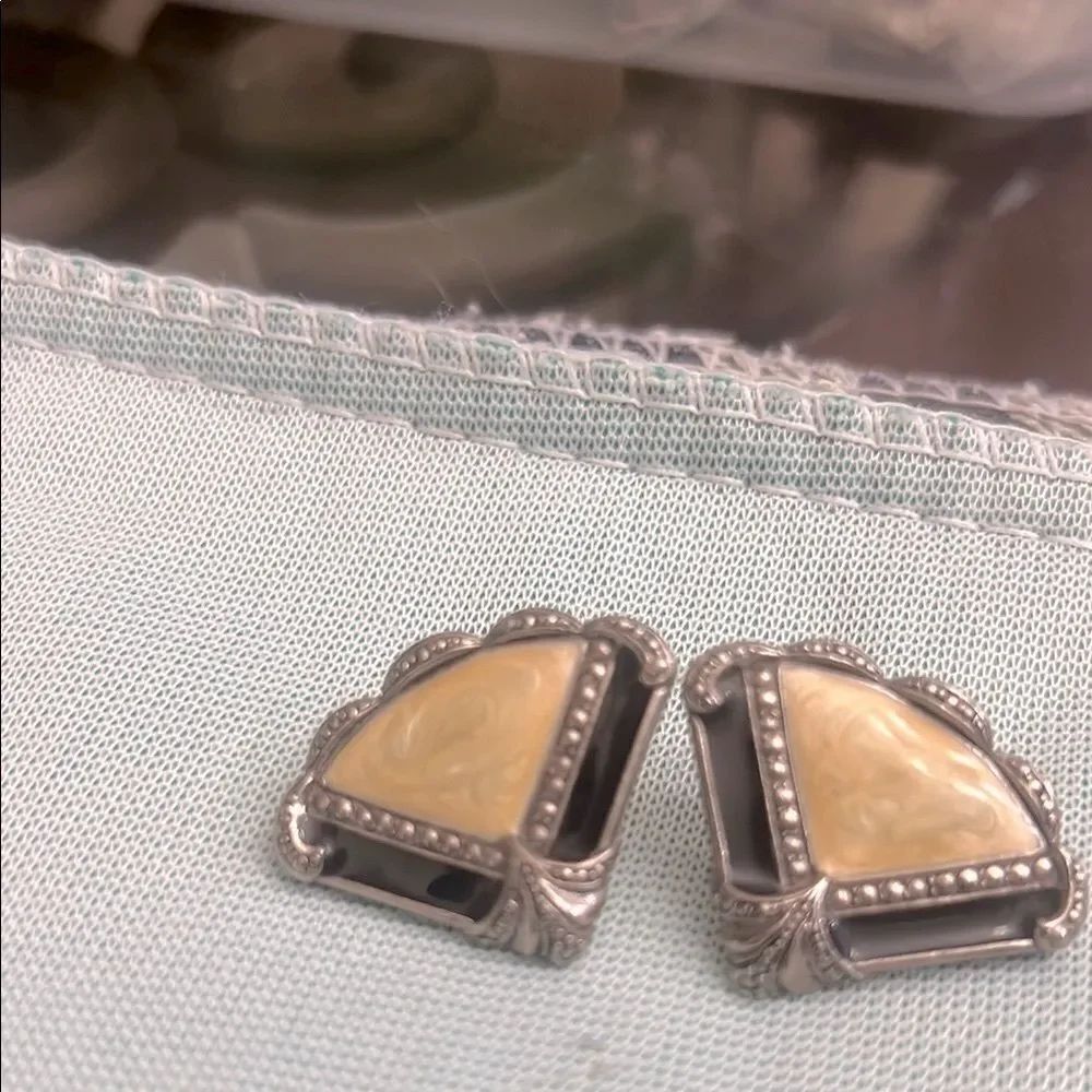 Elegant Silver and Cream Earrings